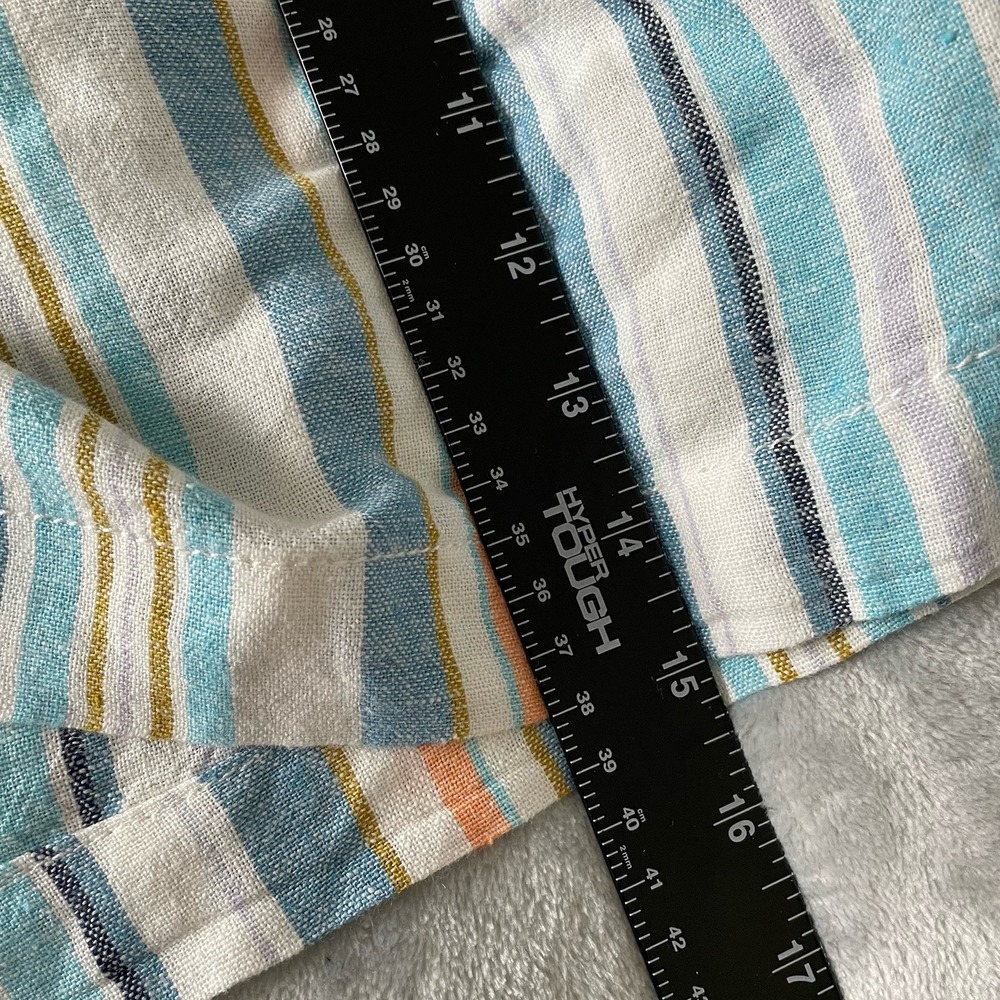 Briggs Women's XL Linen Blend Pull-On Shorts Coastal Stripe Boho Comfort Beach - Picture 8 of 10